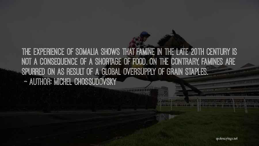 Michel Chossudovsky Quotes: The Experience Of Somalia Shows That Famine In The Late 20th Century Is Not A Consequence Of A Shortage Of