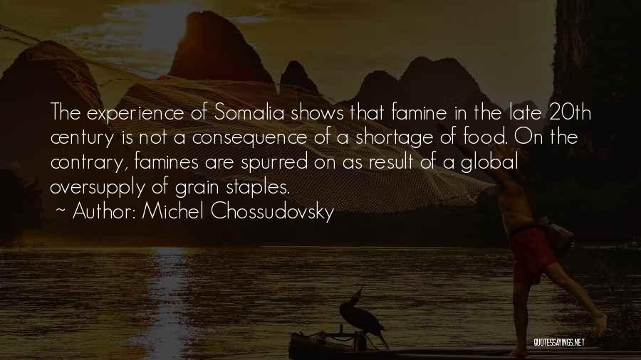 Michel Chossudovsky Quotes: The Experience Of Somalia Shows That Famine In The Late 20th Century Is Not A Consequence Of A Shortage Of