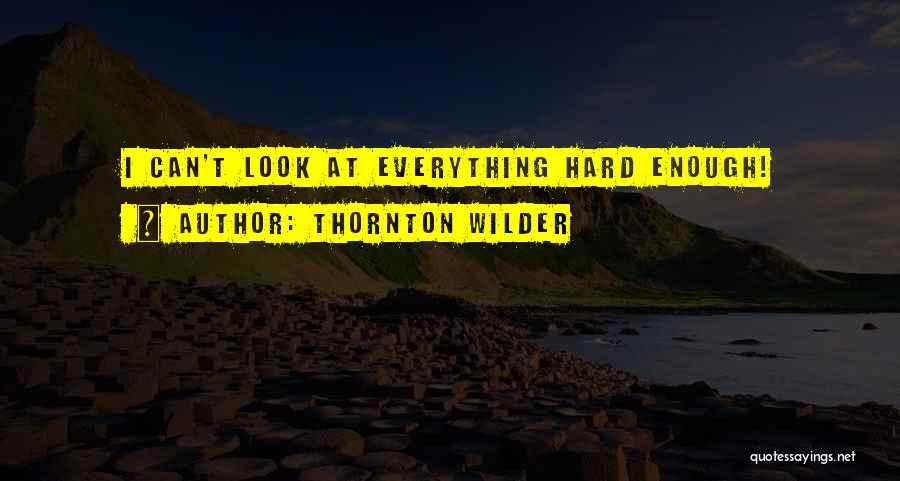 Thornton Wilder Quotes: I Can't Look At Everything Hard Enough!