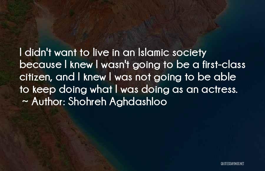 Shohreh Aghdashloo Quotes: I Didn't Want To Live In An Islamic Society Because I Knew I Wasn't Going To Be A First-class Citizen,