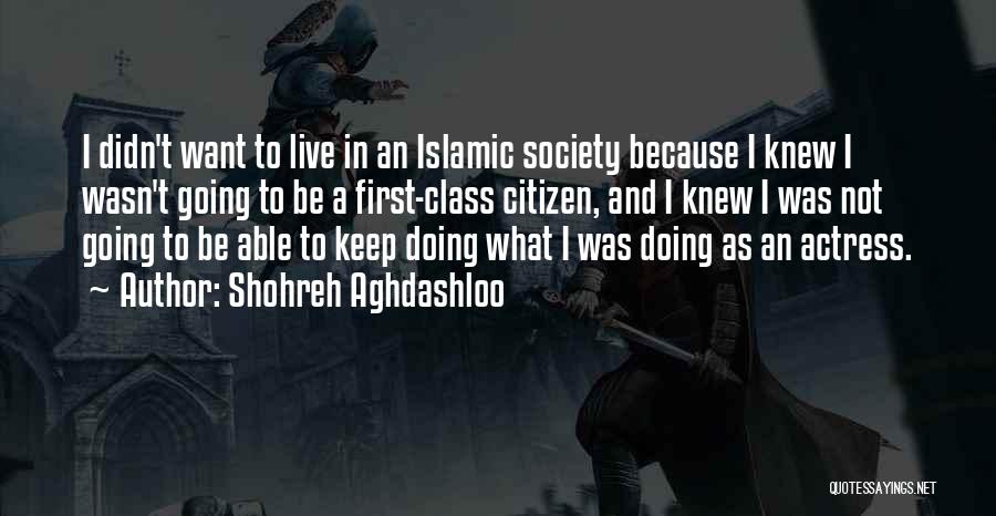 Shohreh Aghdashloo Quotes: I Didn't Want To Live In An Islamic Society Because I Knew I Wasn't Going To Be A First-class Citizen,