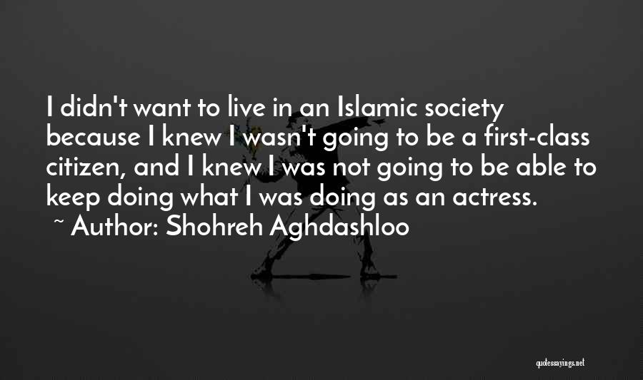 Shohreh Aghdashloo Quotes: I Didn't Want To Live In An Islamic Society Because I Knew I Wasn't Going To Be A First-class Citizen,