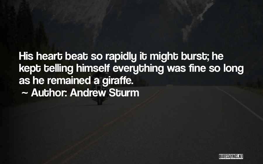 Andrew Sturm Quotes: His Heart Beat So Rapidly It Might Burst; He Kept Telling Himself Everything Was Fine So Long As He Remained