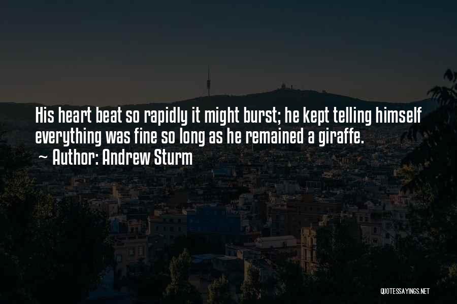 Andrew Sturm Quotes: His Heart Beat So Rapidly It Might Burst; He Kept Telling Himself Everything Was Fine So Long As He Remained