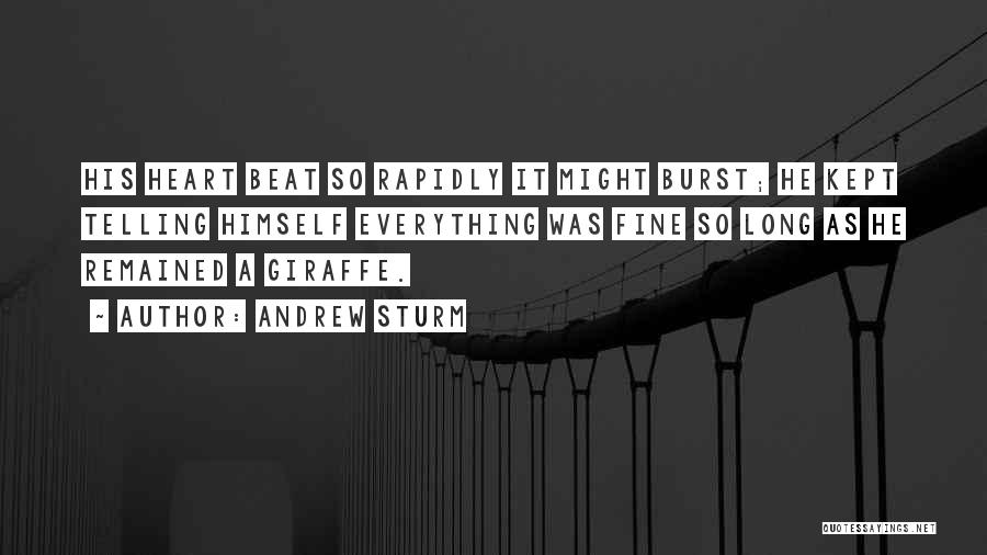 Andrew Sturm Quotes: His Heart Beat So Rapidly It Might Burst; He Kept Telling Himself Everything Was Fine So Long As He Remained