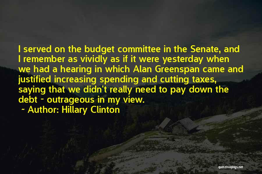 Hillary Clinton Quotes: I Served On The Budget Committee In The Senate, And I Remember As Vividly As If It Were Yesterday When