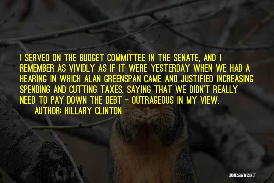 Hillary Clinton Quotes: I Served On The Budget Committee In The Senate, And I Remember As Vividly As If It Were Yesterday When