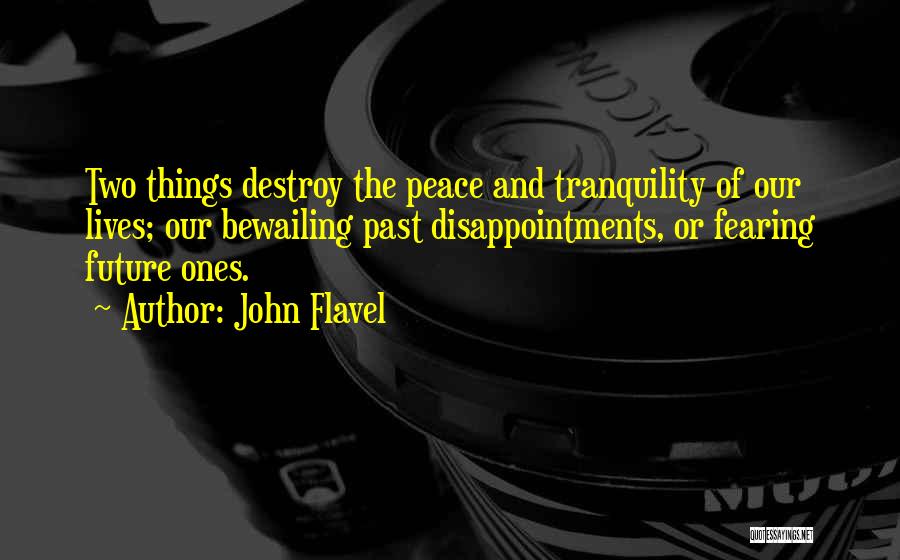 John Flavel Quotes: Two Things Destroy The Peace And Tranquility Of Our Lives; Our Bewailing Past Disappointments, Or Fearing Future Ones.