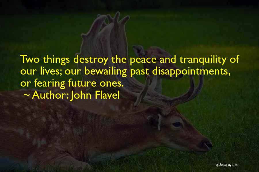 John Flavel Quotes: Two Things Destroy The Peace And Tranquility Of Our Lives; Our Bewailing Past Disappointments, Or Fearing Future Ones.