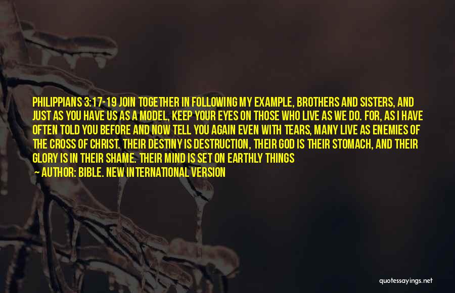 Bible. New International Version Quotes: Philippians 3:17-19 Join Together In Following My Example, Brothers And Sisters, And Just As You Have Us As A Model,
