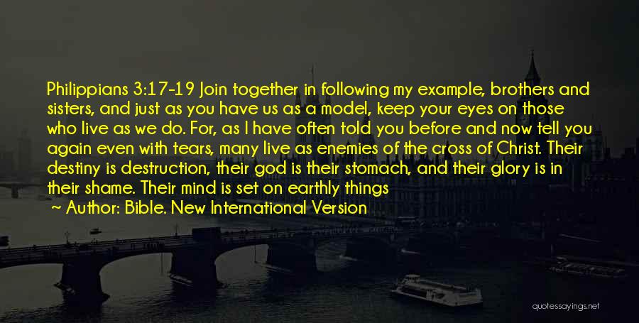 Bible. New International Version Quotes: Philippians 3:17-19 Join Together In Following My Example, Brothers And Sisters, And Just As You Have Us As A Model,