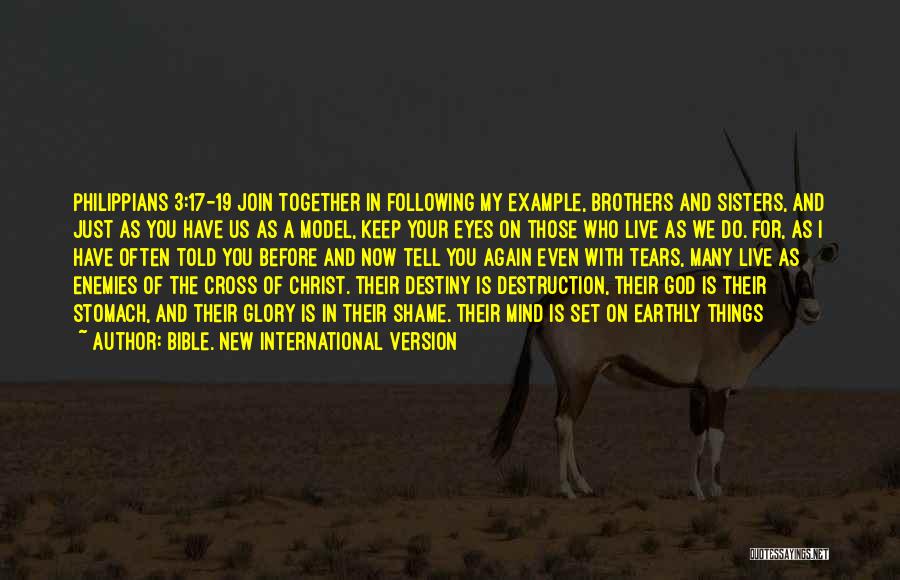 Bible. New International Version Quotes: Philippians 3:17-19 Join Together In Following My Example, Brothers And Sisters, And Just As You Have Us As A Model,