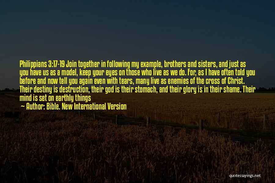 Bible. New International Version Quotes: Philippians 3:17-19 Join Together In Following My Example, Brothers And Sisters, And Just As You Have Us As A Model,