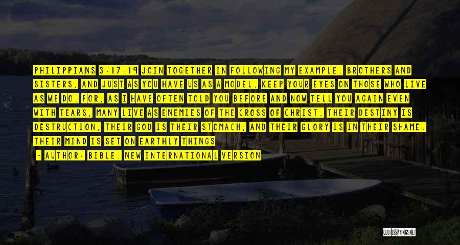 Bible. New International Version Quotes: Philippians 3:17-19 Join Together In Following My Example, Brothers And Sisters, And Just As You Have Us As A Model,