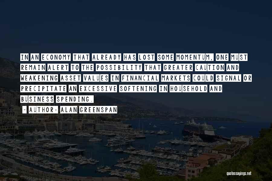 Alan Greenspan Quotes: In An Economy That Already Has Lost Some Momentum, One Must Remain Alert To The Possibility That Greater Caution And
