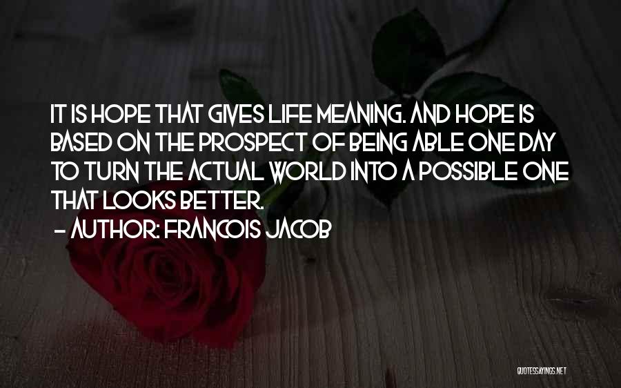 Francois Jacob Quotes: It Is Hope That Gives Life Meaning. And Hope Is Based On The Prospect Of Being Able One Day To