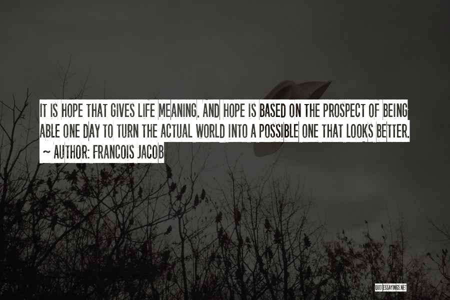 Francois Jacob Quotes: It Is Hope That Gives Life Meaning. And Hope Is Based On The Prospect Of Being Able One Day To