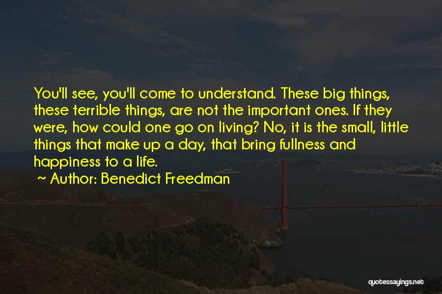 Benedict Freedman Quotes: You'll See, You'll Come To Understand. These Big Things, These Terrible Things, Are Not The Important Ones. If They Were,