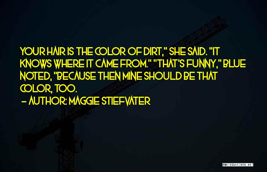 Maggie Stiefvater Quotes: Your Hair Is The Color Of Dirt, She Said. It Knows Where It Came From. That's Funny, Blue Noted, Because