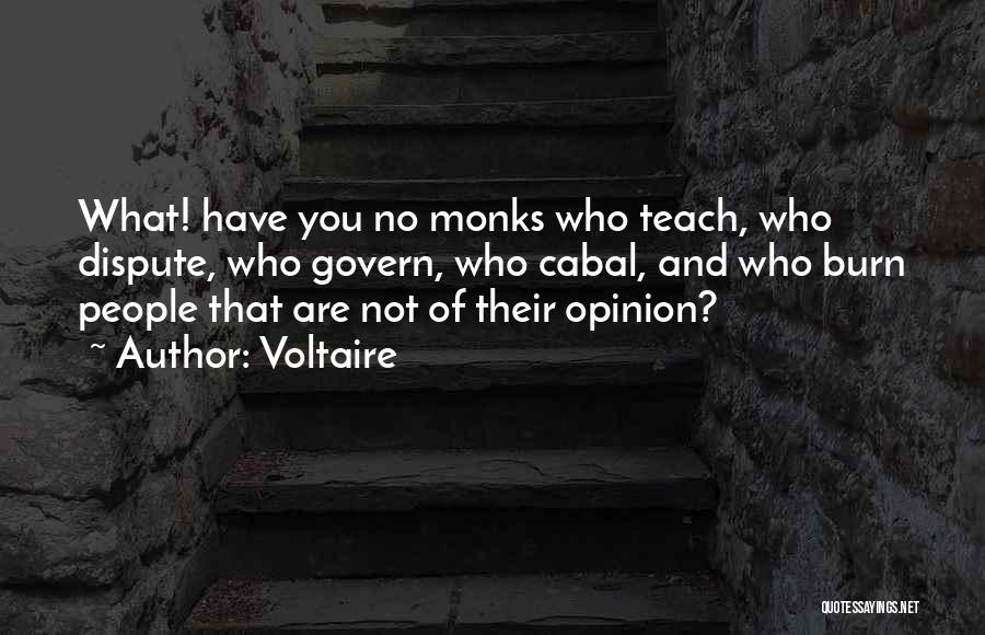 Voltaire Quotes: What! Have You No Monks Who Teach, Who Dispute, Who Govern, Who Cabal, And Who Burn People That Are Not