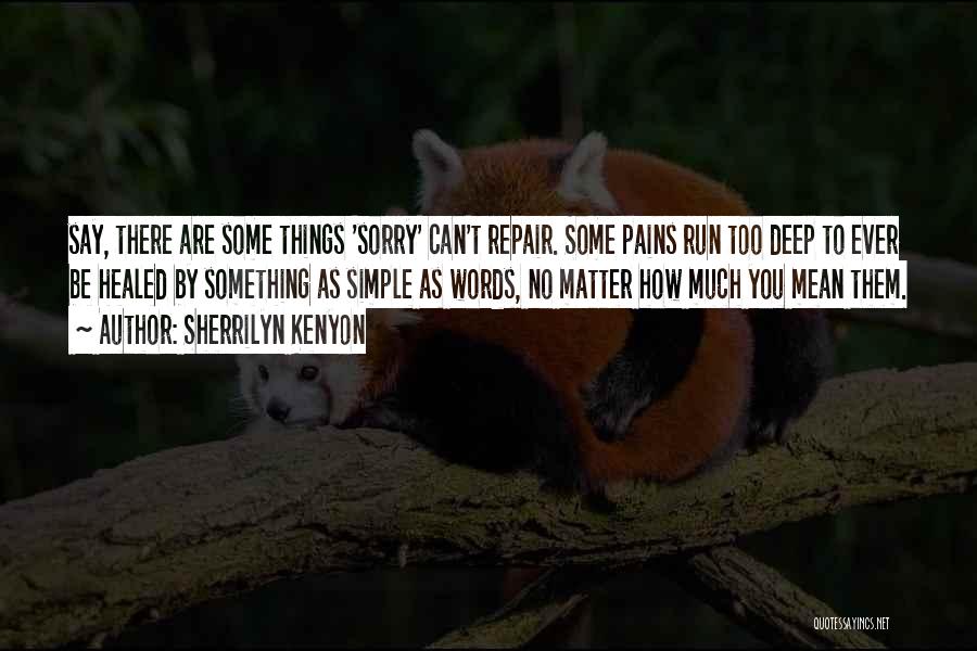 Sherrilyn Kenyon Quotes: Say, There Are Some Things 'sorry' Can't Repair. Some Pains Run Too Deep To Ever Be Healed By Something As