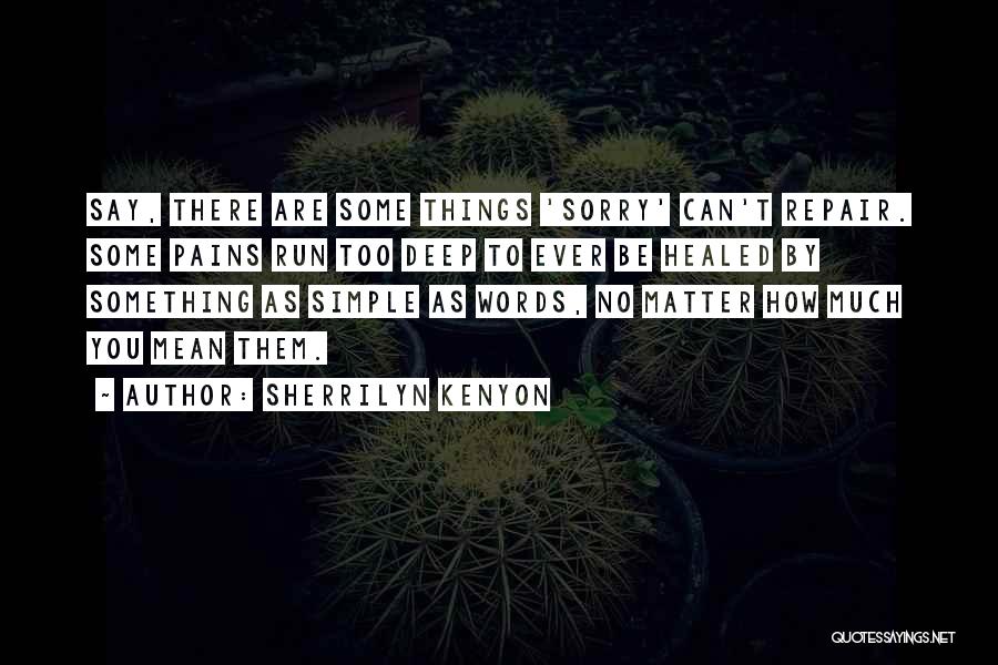 Sherrilyn Kenyon Quotes: Say, There Are Some Things 'sorry' Can't Repair. Some Pains Run Too Deep To Ever Be Healed By Something As