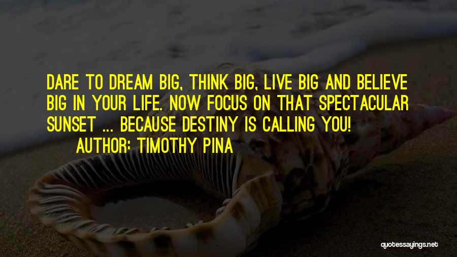 Timothy Pina Quotes: Dare To Dream Big, Think Big, Live Big And Believe Big In Your Life. Now Focus On That Spectacular Sunset