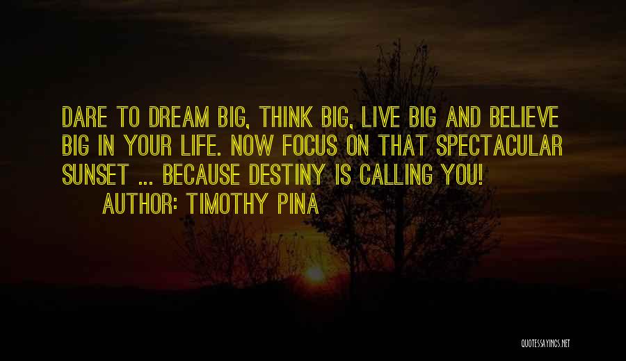 Timothy Pina Quotes: Dare To Dream Big, Think Big, Live Big And Believe Big In Your Life. Now Focus On That Spectacular Sunset