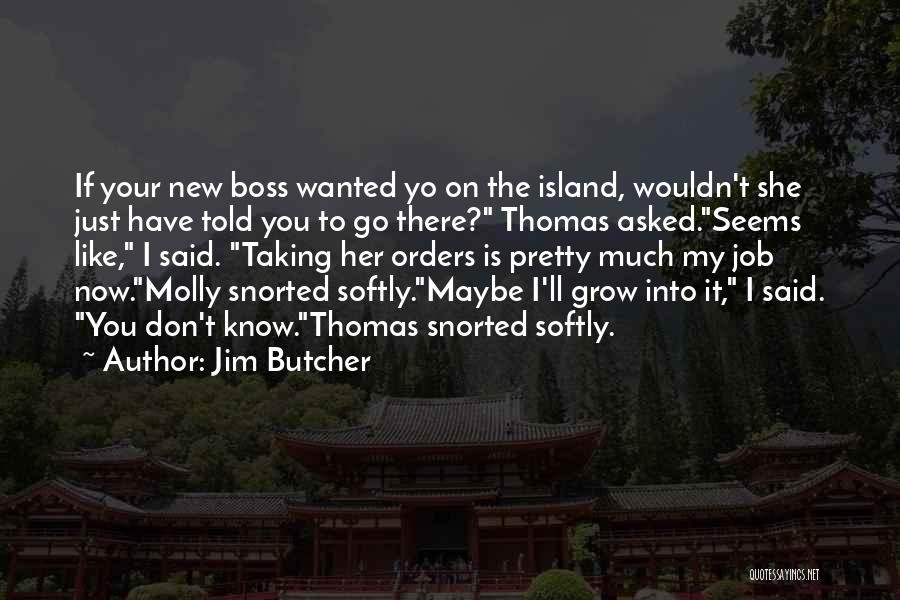 Jim Butcher Quotes: If Your New Boss Wanted Yo On The Island, Wouldn't She Just Have Told You To Go There? Thomas Asked.seems