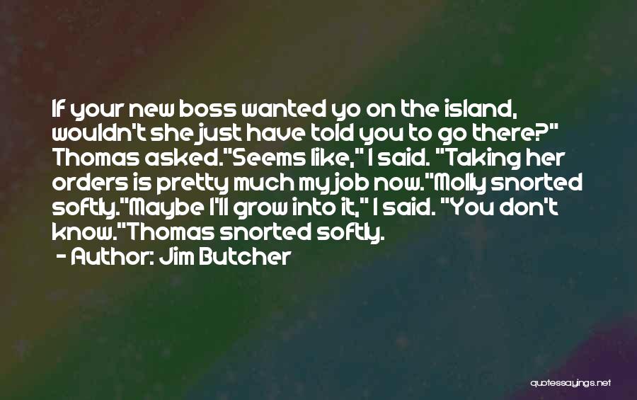 Jim Butcher Quotes: If Your New Boss Wanted Yo On The Island, Wouldn't She Just Have Told You To Go There? Thomas Asked.seems