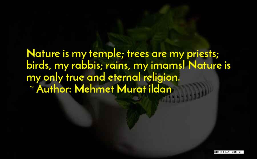 Mehmet Murat Ildan Quotes: Nature Is My Temple; Trees Are My Priests; Birds, My Rabbis; Rains, My Imams! Nature Is My Only True And