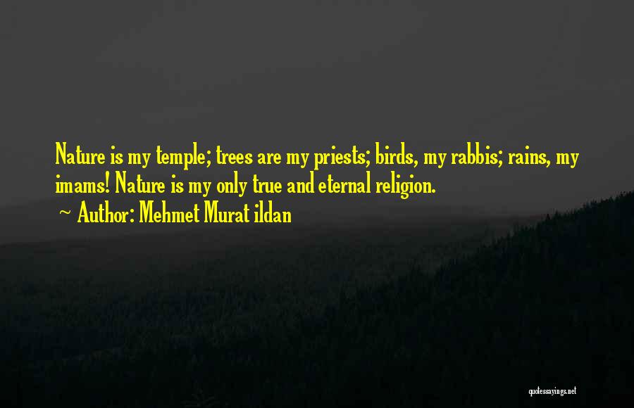Mehmet Murat Ildan Quotes: Nature Is My Temple; Trees Are My Priests; Birds, My Rabbis; Rains, My Imams! Nature Is My Only True And