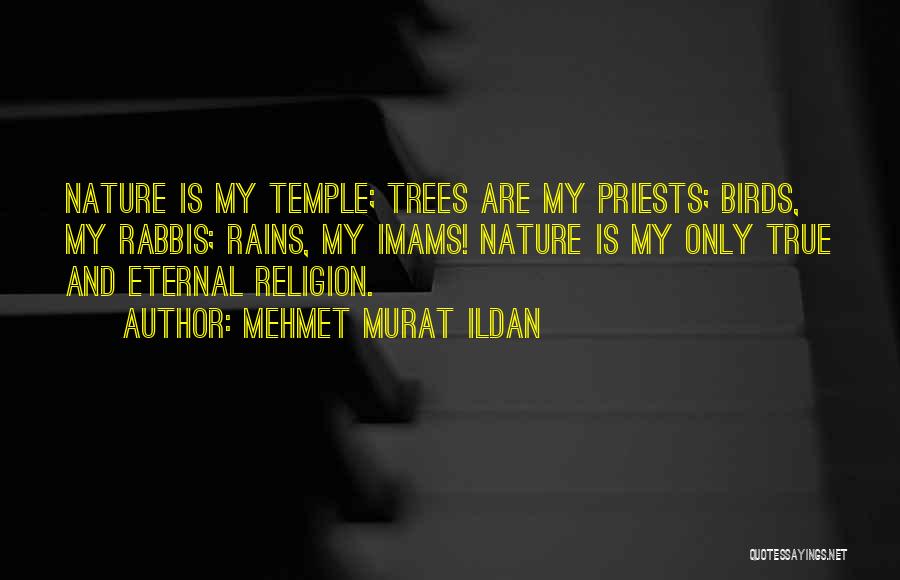 Mehmet Murat Ildan Quotes: Nature Is My Temple; Trees Are My Priests; Birds, My Rabbis; Rains, My Imams! Nature Is My Only True And