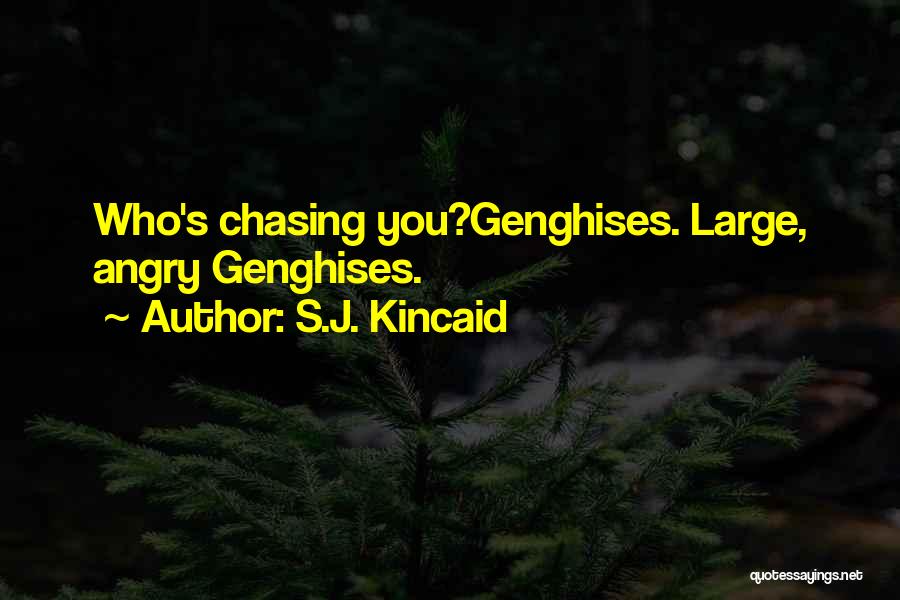 S.J. Kincaid Quotes: Who's Chasing You?genghises. Large, Angry Genghises.