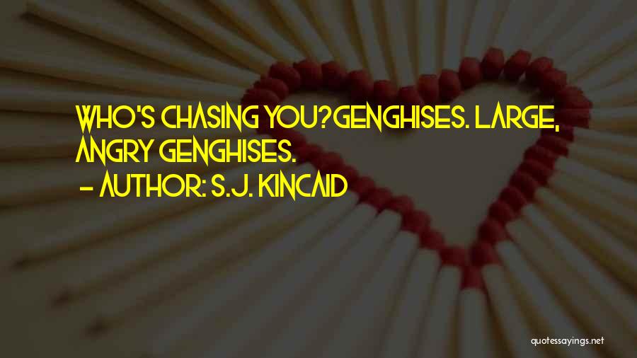 S.J. Kincaid Quotes: Who's Chasing You?genghises. Large, Angry Genghises.