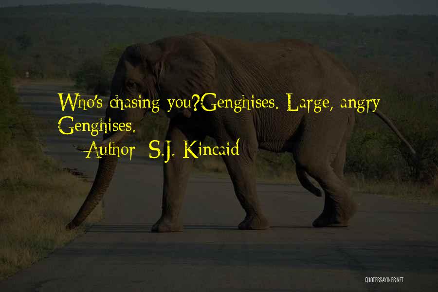 S.J. Kincaid Quotes: Who's Chasing You?genghises. Large, Angry Genghises.