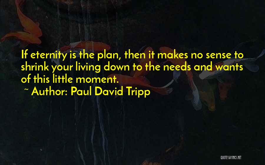 Paul David Tripp Quotes: If Eternity Is The Plan, Then It Makes No Sense To Shrink Your Living Down To The Needs And Wants