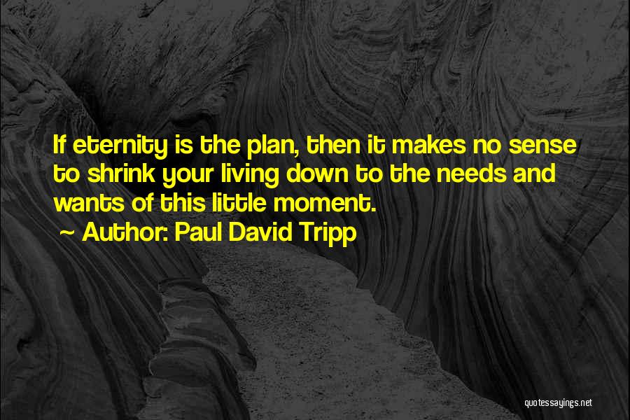 Paul David Tripp Quotes: If Eternity Is The Plan, Then It Makes No Sense To Shrink Your Living Down To The Needs And Wants