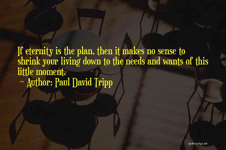 Paul David Tripp Quotes: If Eternity Is The Plan, Then It Makes No Sense To Shrink Your Living Down To The Needs And Wants