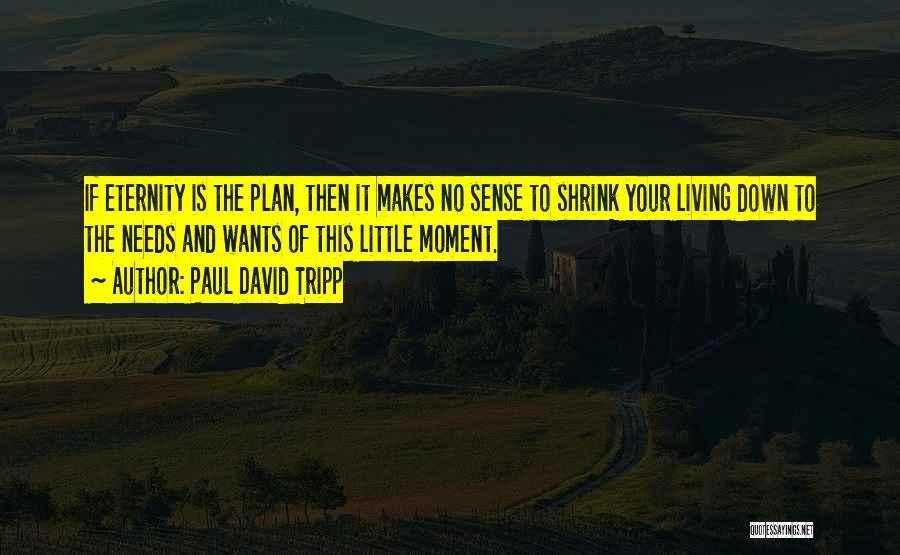 Paul David Tripp Quotes: If Eternity Is The Plan, Then It Makes No Sense To Shrink Your Living Down To The Needs And Wants