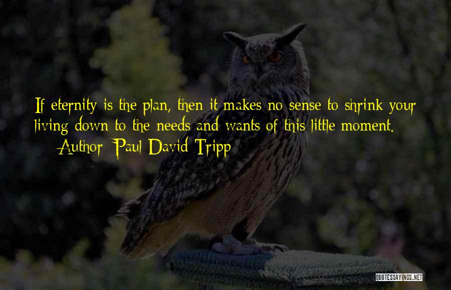Paul David Tripp Quotes: If Eternity Is The Plan, Then It Makes No Sense To Shrink Your Living Down To The Needs And Wants