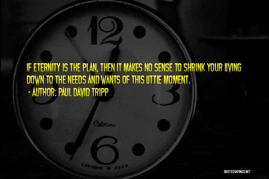 Paul David Tripp Quotes: If Eternity Is The Plan, Then It Makes No Sense To Shrink Your Living Down To The Needs And Wants