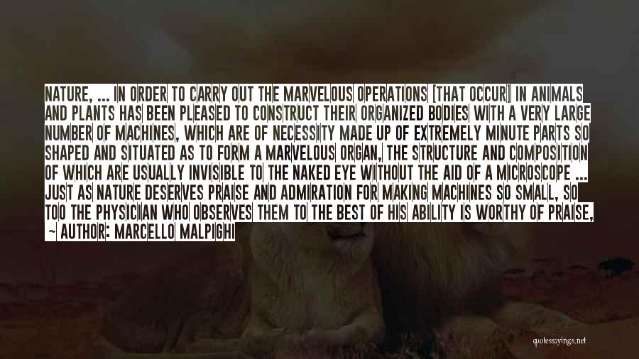 Marcello Malpighi Quotes: Nature, ... In Order To Carry Out The Marvelous Operations [that Occur] In Animals And Plants Has Been Pleased To