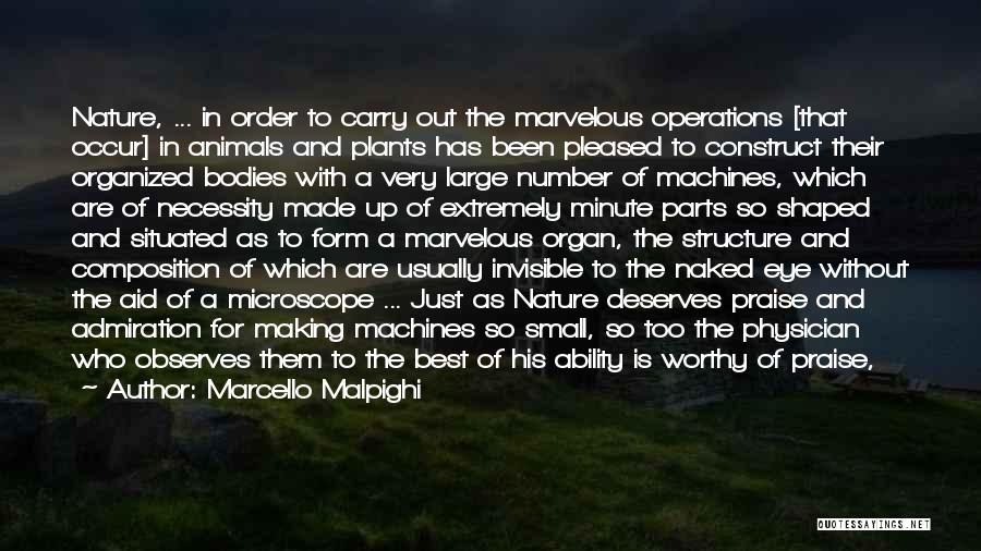 Marcello Malpighi Quotes: Nature, ... In Order To Carry Out The Marvelous Operations [that Occur] In Animals And Plants Has Been Pleased To