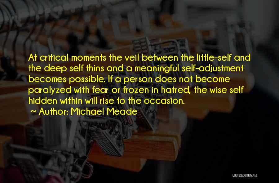 Michael Meade Quotes: At Critical Moments The Veil Between The Little-self And The Deep Self Thins And A Meaningful Self-adjustment Becomes Possible. If