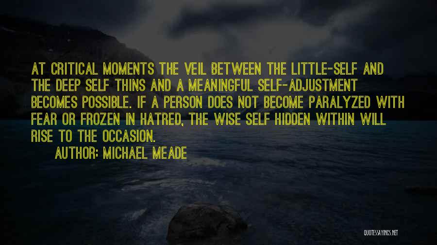 Michael Meade Quotes: At Critical Moments The Veil Between The Little-self And The Deep Self Thins And A Meaningful Self-adjustment Becomes Possible. If