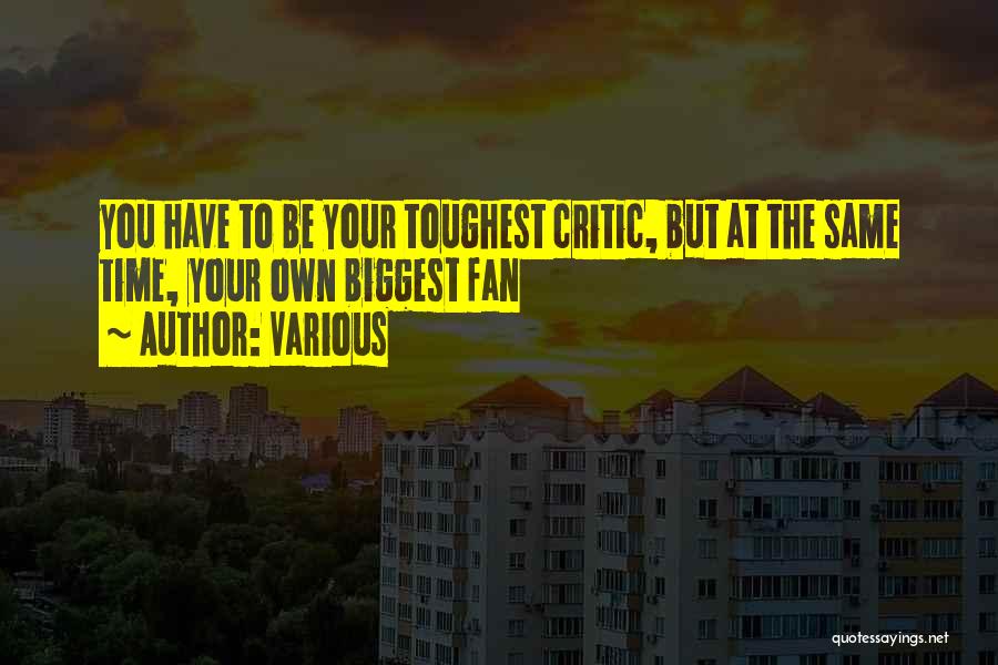 Various Quotes: You Have To Be Your Toughest Critic, But At The Same Time, Your Own Biggest Fan