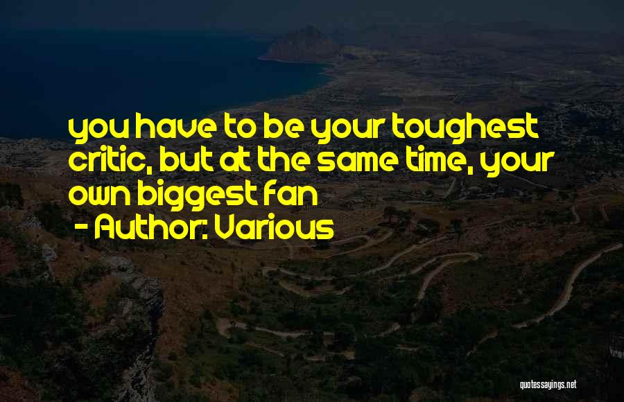 Various Quotes: You Have To Be Your Toughest Critic, But At The Same Time, Your Own Biggest Fan