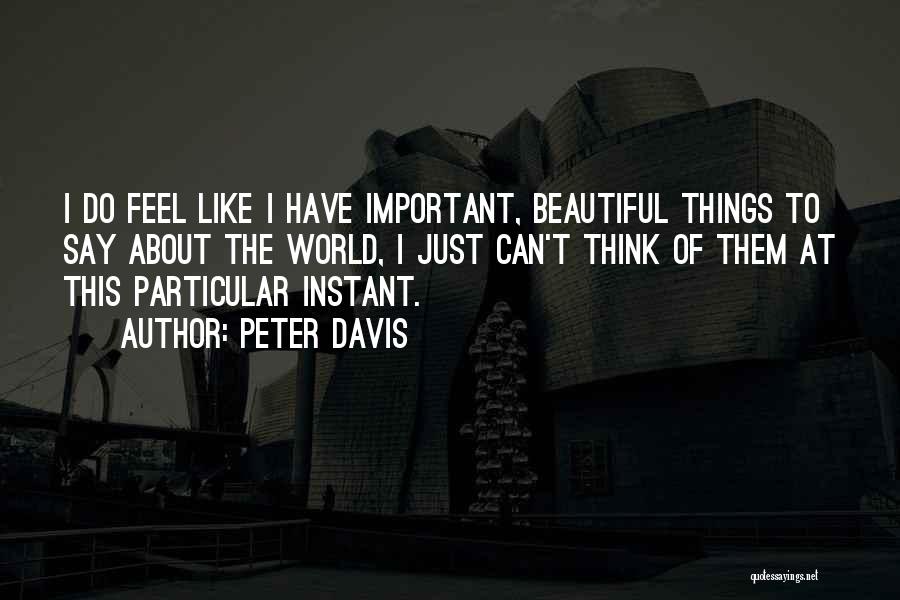 Peter Davis Quotes: I Do Feel Like I Have Important, Beautiful Things To Say About The World, I Just Can't Think Of Them