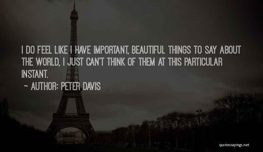 Peter Davis Quotes: I Do Feel Like I Have Important, Beautiful Things To Say About The World, I Just Can't Think Of Them